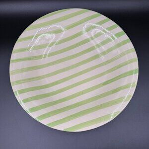 Rare Vintage Vietri Stoneware Green Stripes Platter Handcrafted In Italy 13" D